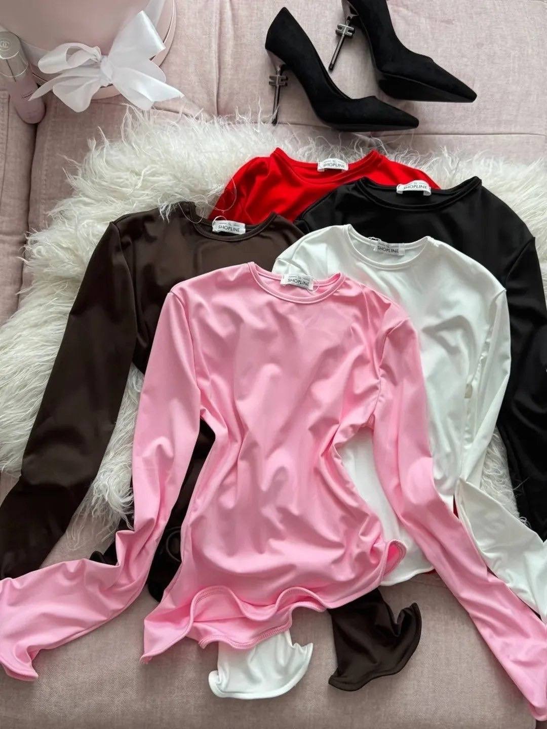 женская кофта,женский укороченный топ с круглым вырезом и расклешенными рукавами,лонгслив красный,женский топ с длинным рукавом