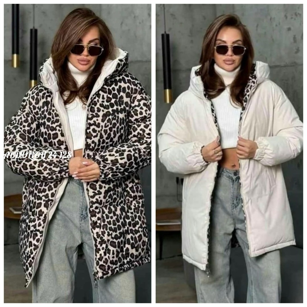 куртка леопардовая,зимняя двухсторонняя куртка,зимняя куртка двусторонняя,женская куртка,монклер леопардовый пуховик