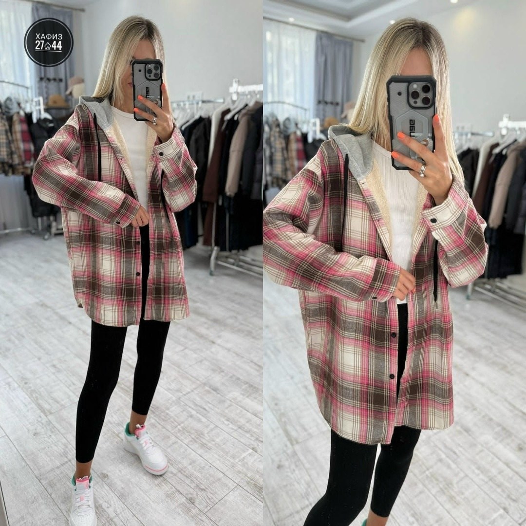рубашка клетчатая с мехом внутри с капюшоном melidim,рубашка в клетку с капюшоном оверсайз,женская рубашка,рубашка оверсайз теплая в клетку удлиненная amy store,рубашка теплая