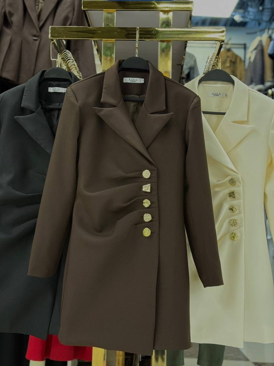 платье пиджак,черное платье пиджак,платье пиджак с золотыми пуговицами,платье пиджак с пуговицами,коричневое платье пиджак