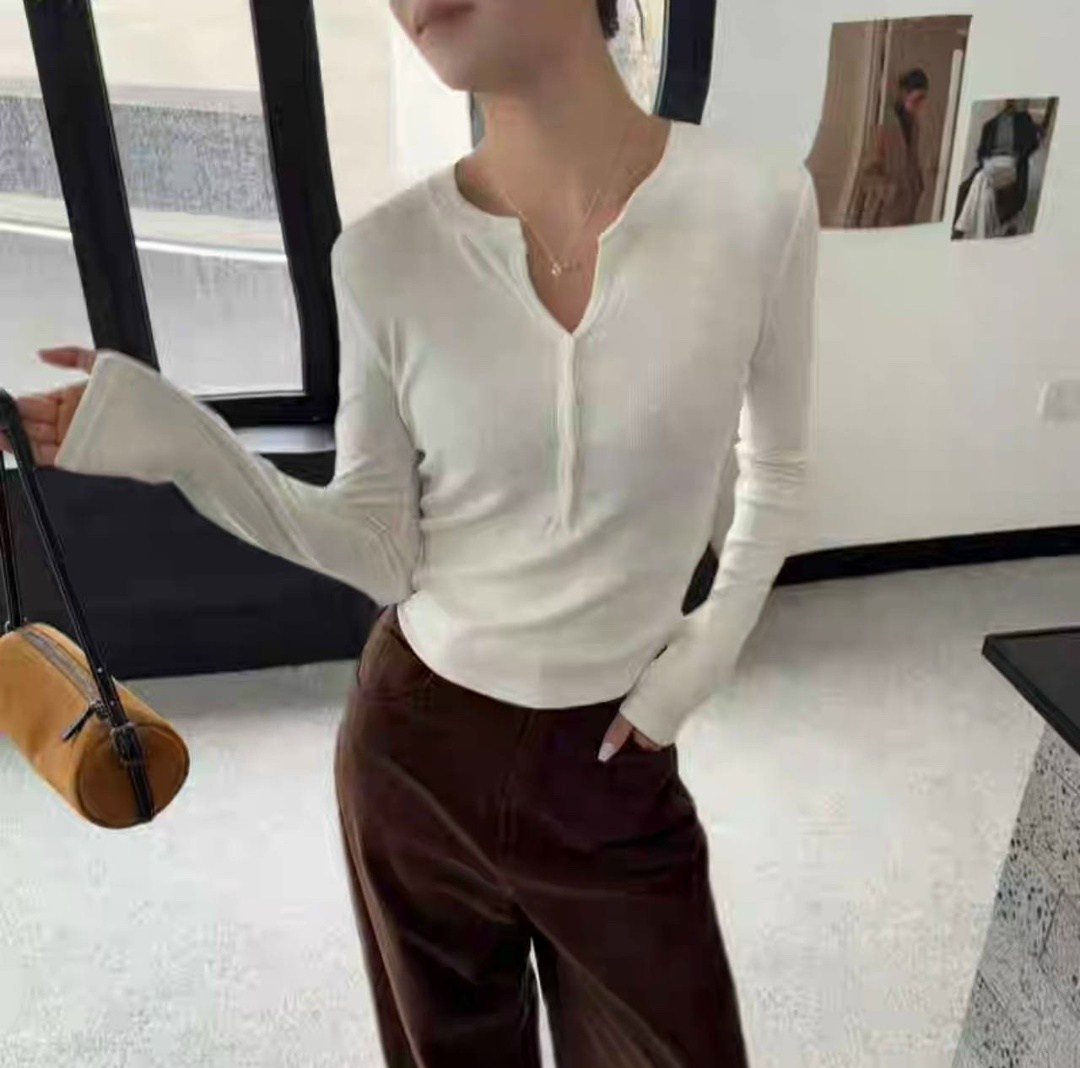 лонгслив облегающий с вырезом y2k кофта на пуговицах,женская футболка с длинным рукавом,женская однотонная футболка с круглым вырезом и пуговицами,женская однотонная облегающая повседневная футболка н