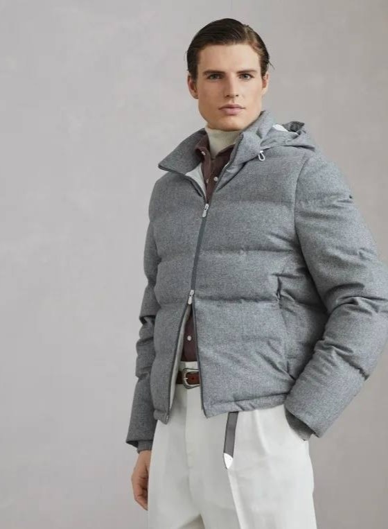 пуховик brunello cucinelli,куртки мужская зимняя,пуховики мужские,серый мужской пуховик,куртка пуховик