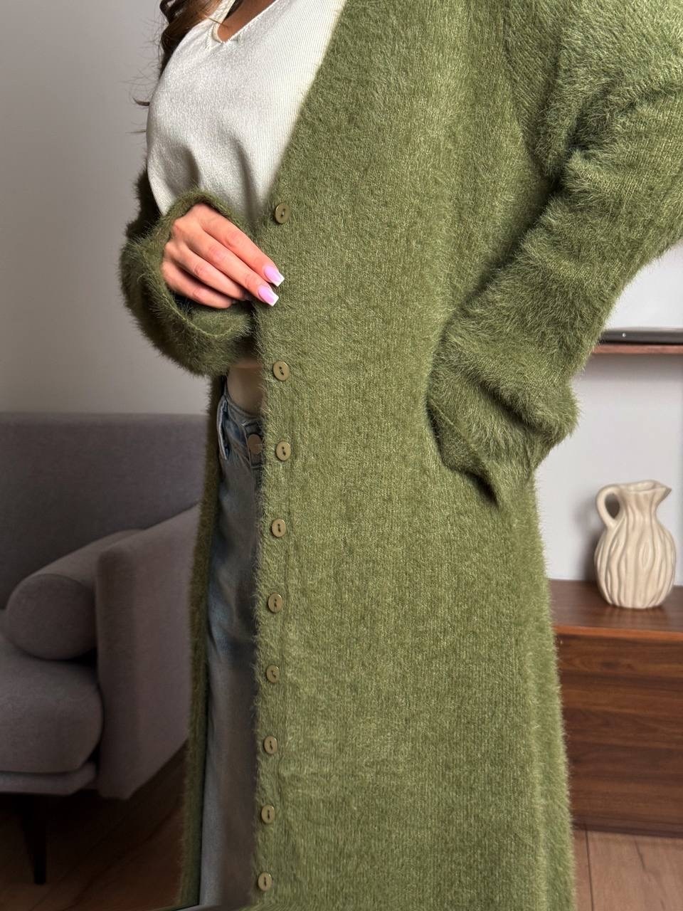 кардиган длинный,кардиган женский длинный,кардиган макси,кардиган стильный,кардиган длинный пушистый оверсайз kinny цвет белый, айвори, молочный