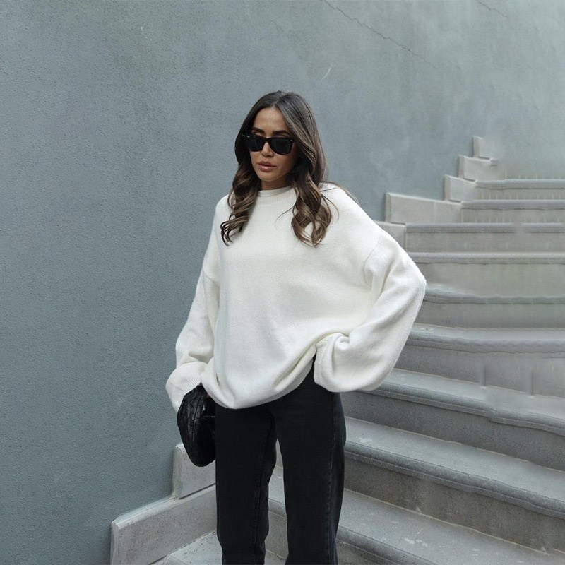 свитер оверсайз usmon style,модный свитер,пуловер оверсайз,базовый свитер,вязаный свитер оверсайз