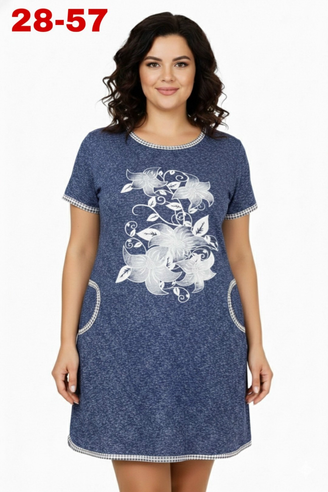 платье домашнее,ивановский трикотаж туники женские,туника 41510 индиго,туника индиго,платье домашнее женское