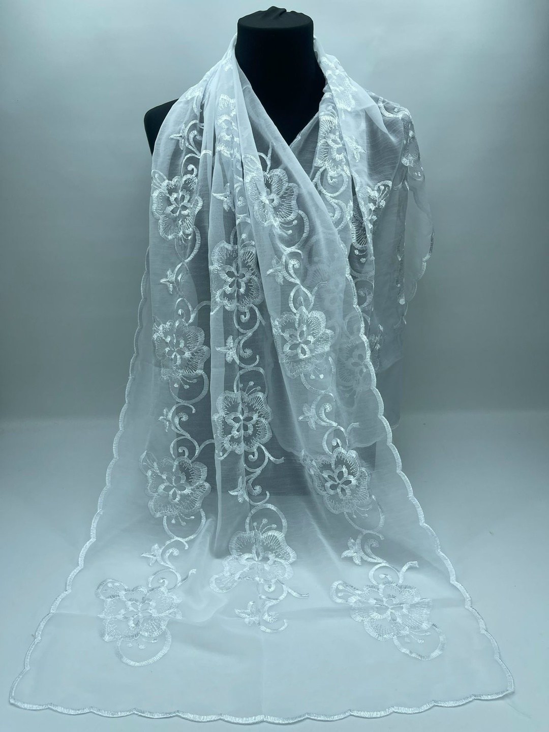 шарф с кружевами,палантины для женщин,платок для храма женский,палантин женский,женский платок