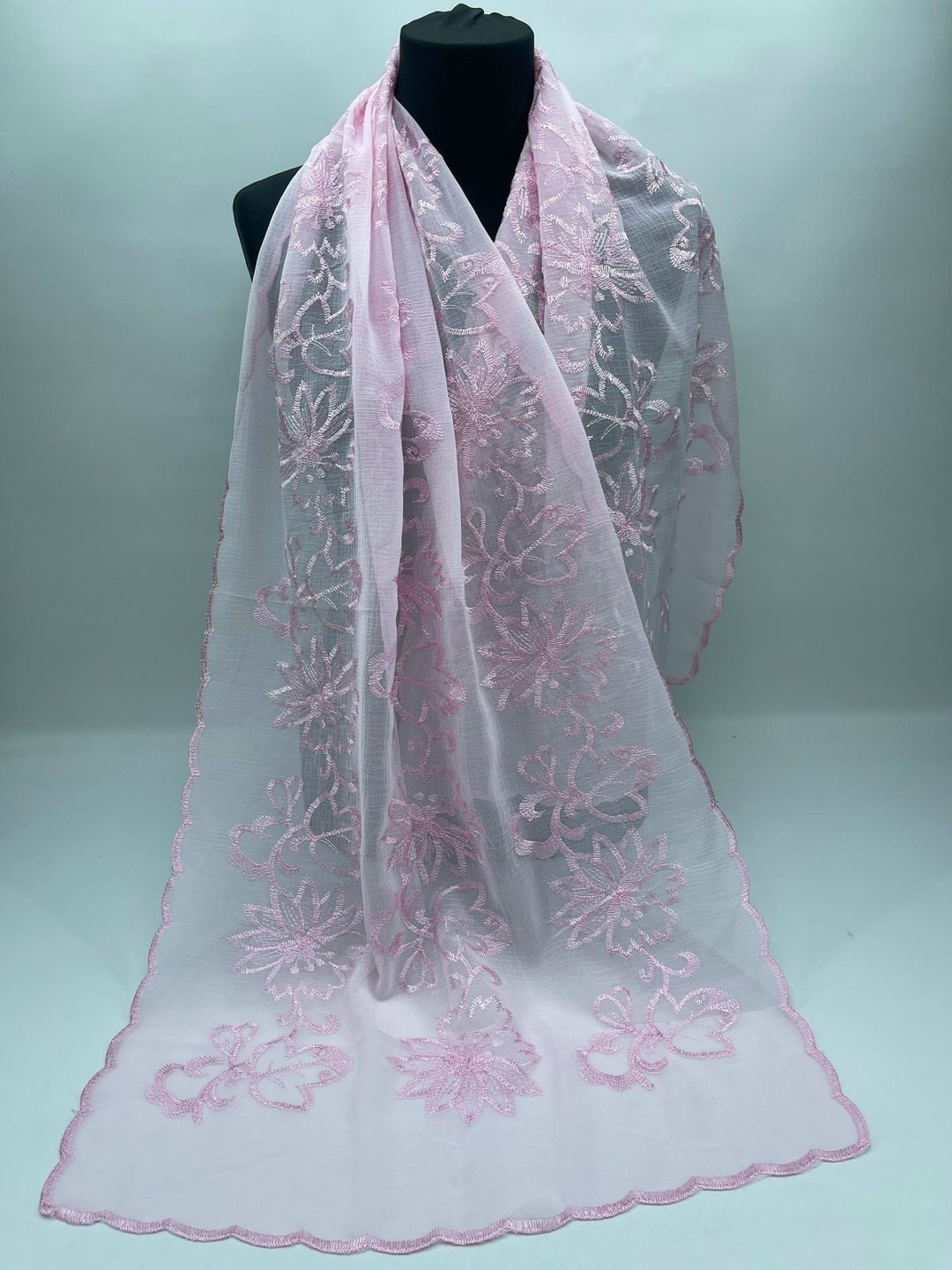 шарф с кружевами,палантины для женщин,платок для храма женский,палантин женский,женский платок