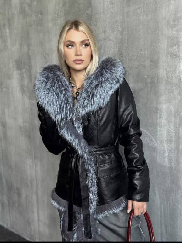 куртка демисезонная с чернобуркой oksana utova brand,кожаная дубленка женская с чернобуркой,дубленка чернобурка,женская кожаная куртка с чернобуркой,кожаная куртка с чернобуркой