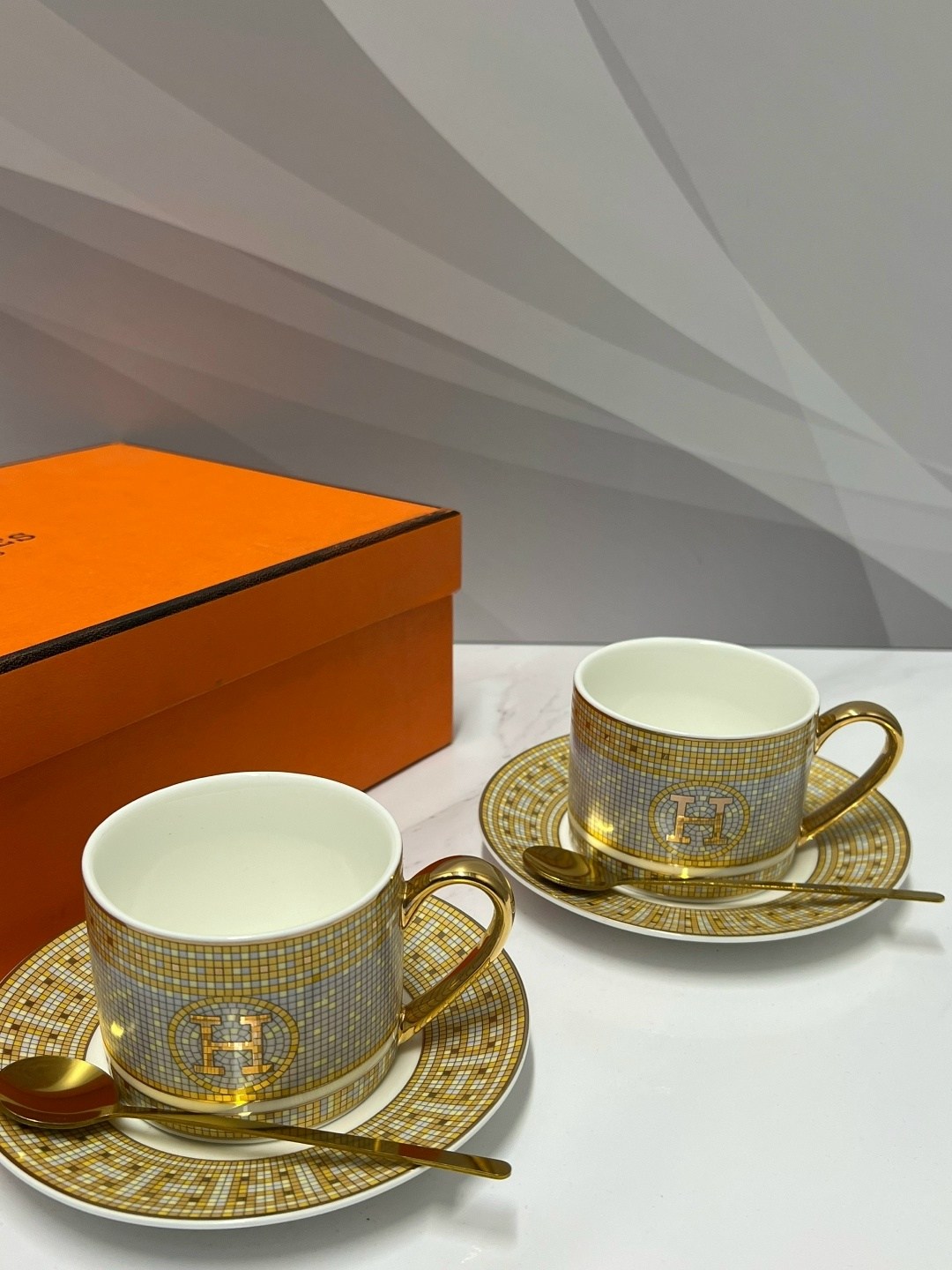 чайный набор hermes,посуда hermes,подарочный чайный набор hermes,кофейная чашка hermes,сервиз чайный кофейный набор hermes на 2 персоны фарфор