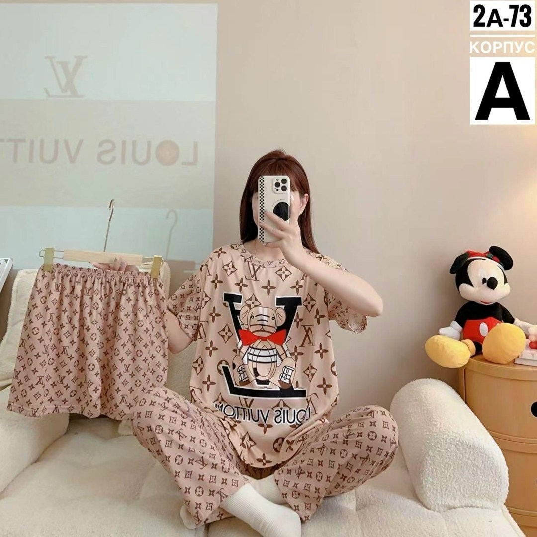 пижама женская,стильная пижама,пижама женская хлопковая с коротким рукавом длинная с мультяшным принтом,пижама домашний одежда,женская пижама с коротким рукавом