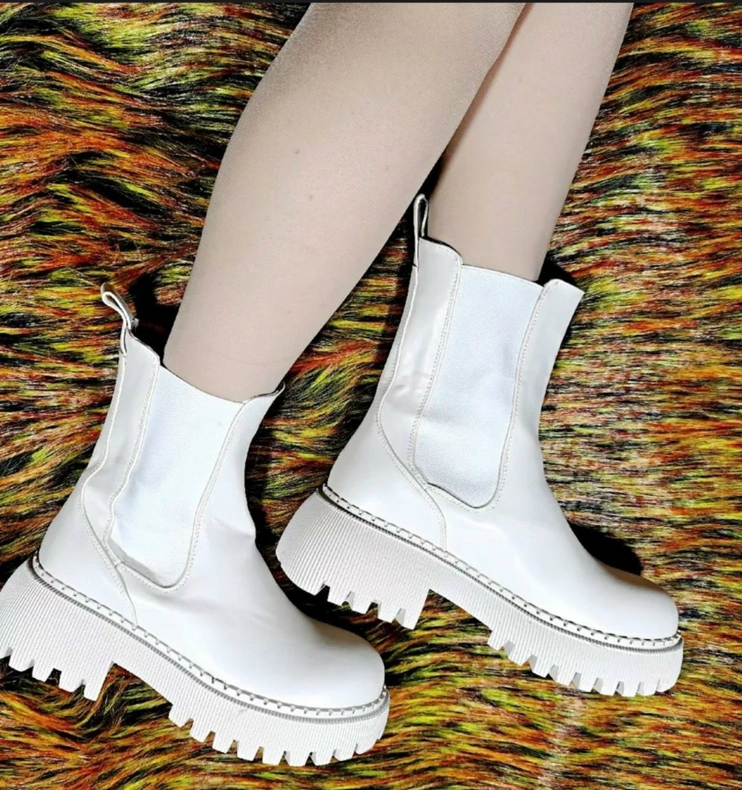 ботинки женские,ботинки челси женские зимние белые,, женская,модные ботинки