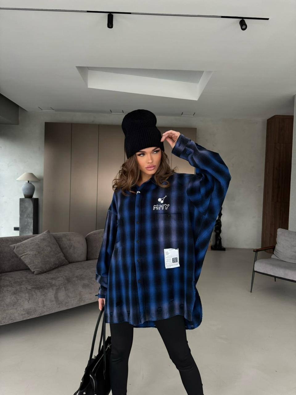 рубашка в клетку оверсайз со стразами perferita,рубашка в клетку,рубашка женская в клетку,рубашка женская в клетку оверсайз,женская рубашка