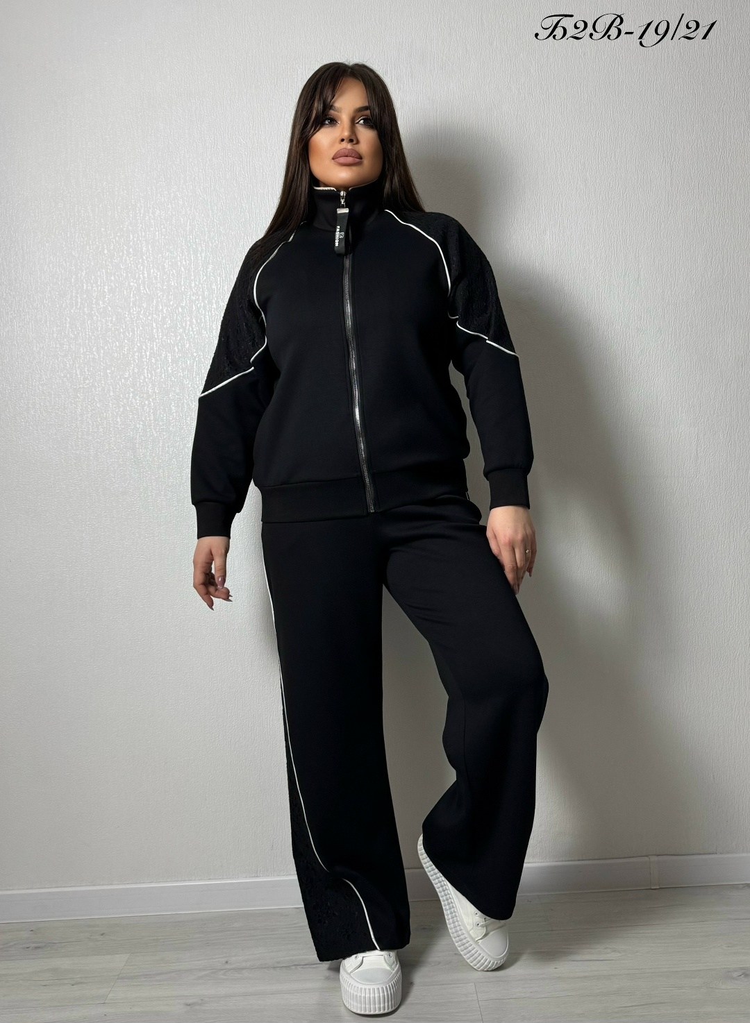 костюм женский,спортивный костюм,трикотажные костюмы,спортивный костюм больших размеров спорт шик lecalolady цвет черный,костюм спорт шик