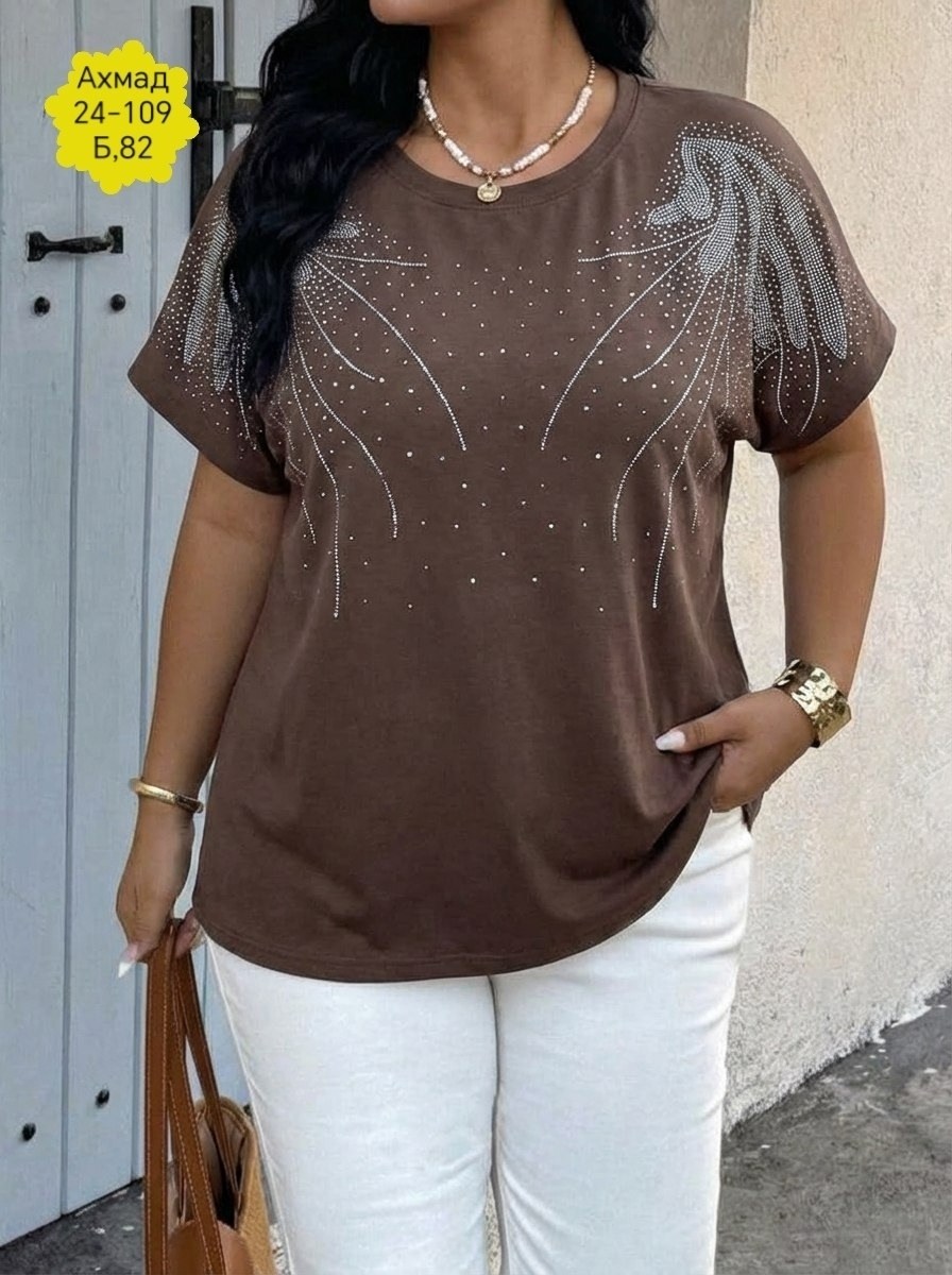 женская футболка,женская футболка больших размеров,женская блузка,женская футболка со стразами,футболка со стразами