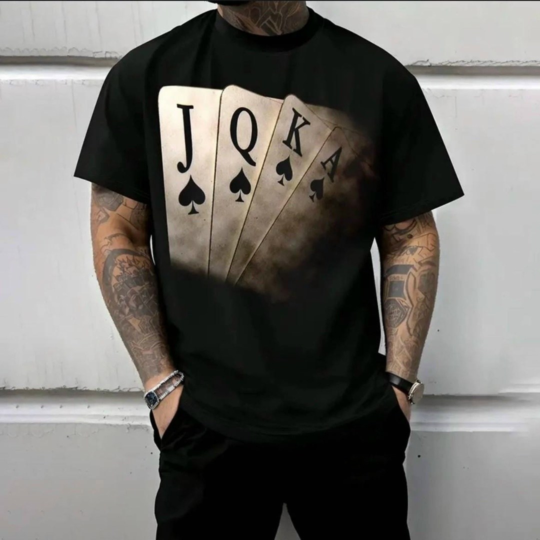 футболка мужская,футболки мужские с принтом,футболки для мужчин,мужская модная футболка,футболка "ace of spades" с 3d-принтом "покер"