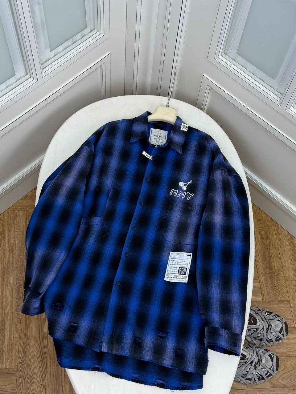 рубашка в клетку оверсайз со стразами perferita,рубашка в клетку,рубашка женская в клетку,рубашка женская в клетку оверсайз,женская рубашка