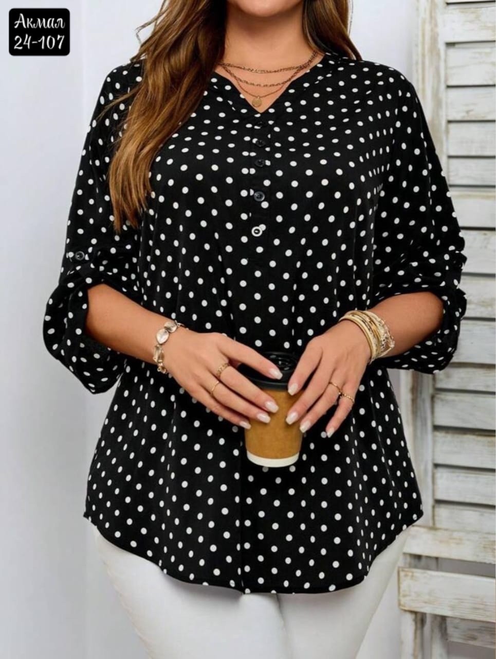 блузка в горошек для полных,блузка женская,блузы в горошек для полных,женская кофта,блузка горох
