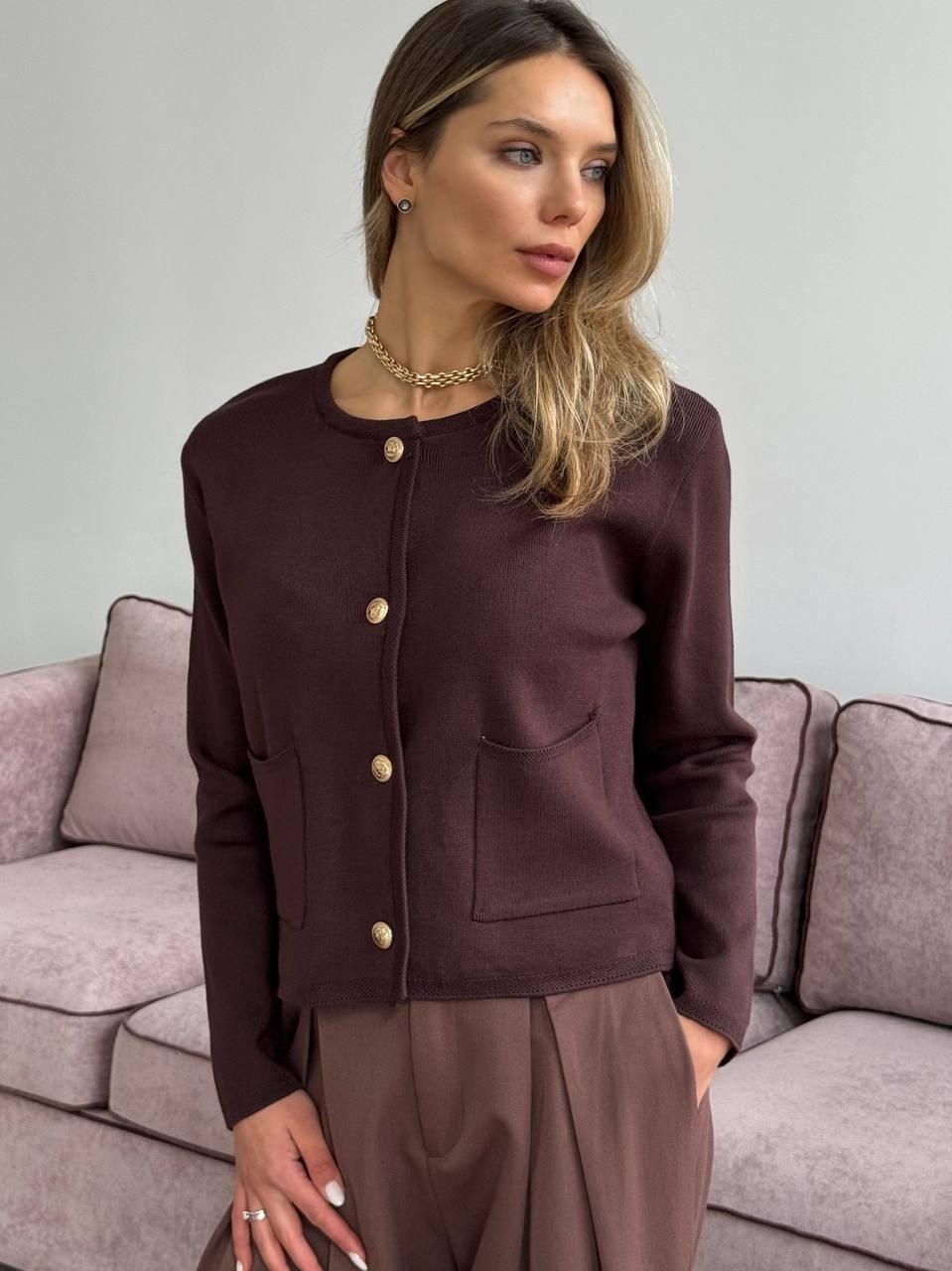 кардиган marson 0172 винный,кардиган,коричневый кардиган,кардиган с пуговицами,кардиган трикотаж