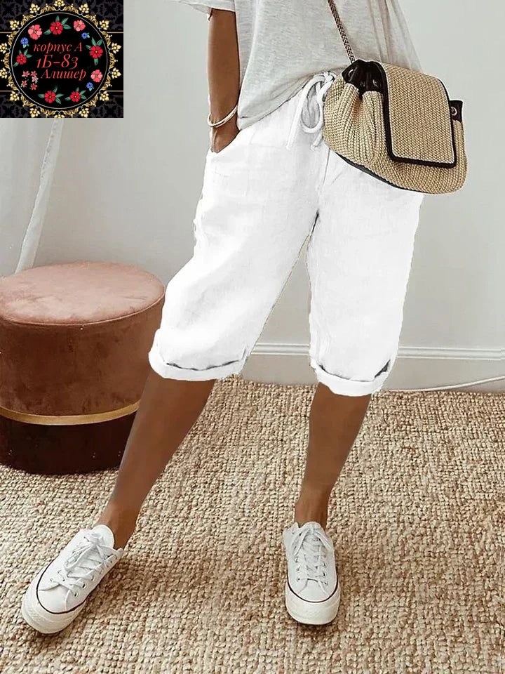 бриджи женские,повседневные шорты,льняные шорты,женские шорты,женские повседневные брюки