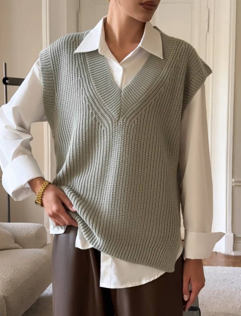 трикотажный жилет оверсайз зара,модный вязаный жилет 2026 женский,вязаный жилет женский,вязаный жилет,вязаный жилет оверсайз