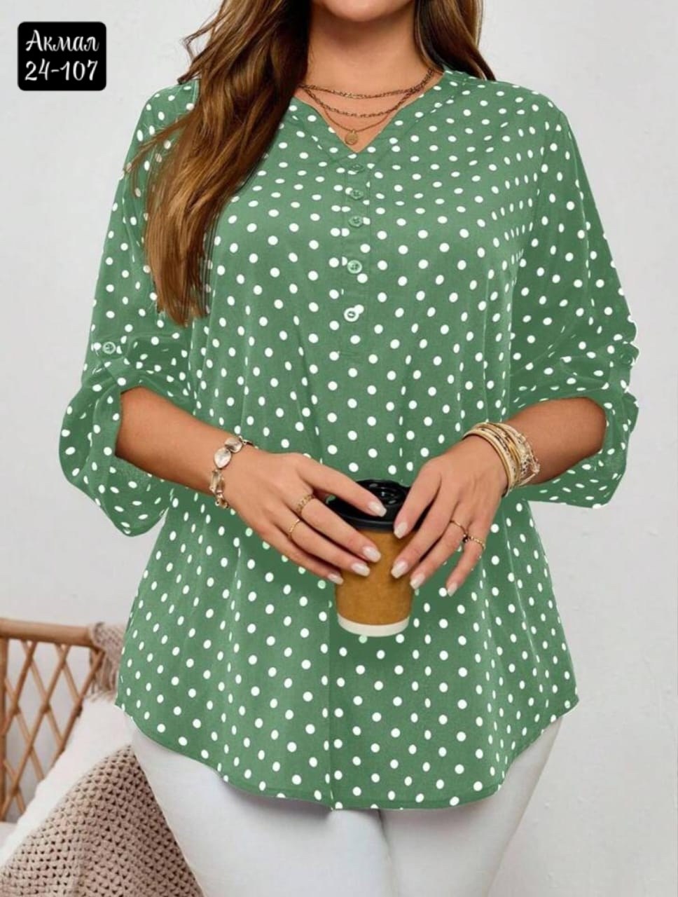блузка в горошек для полных,блузка женская,блузы в горошек для полных,женская кофта,блузка горох