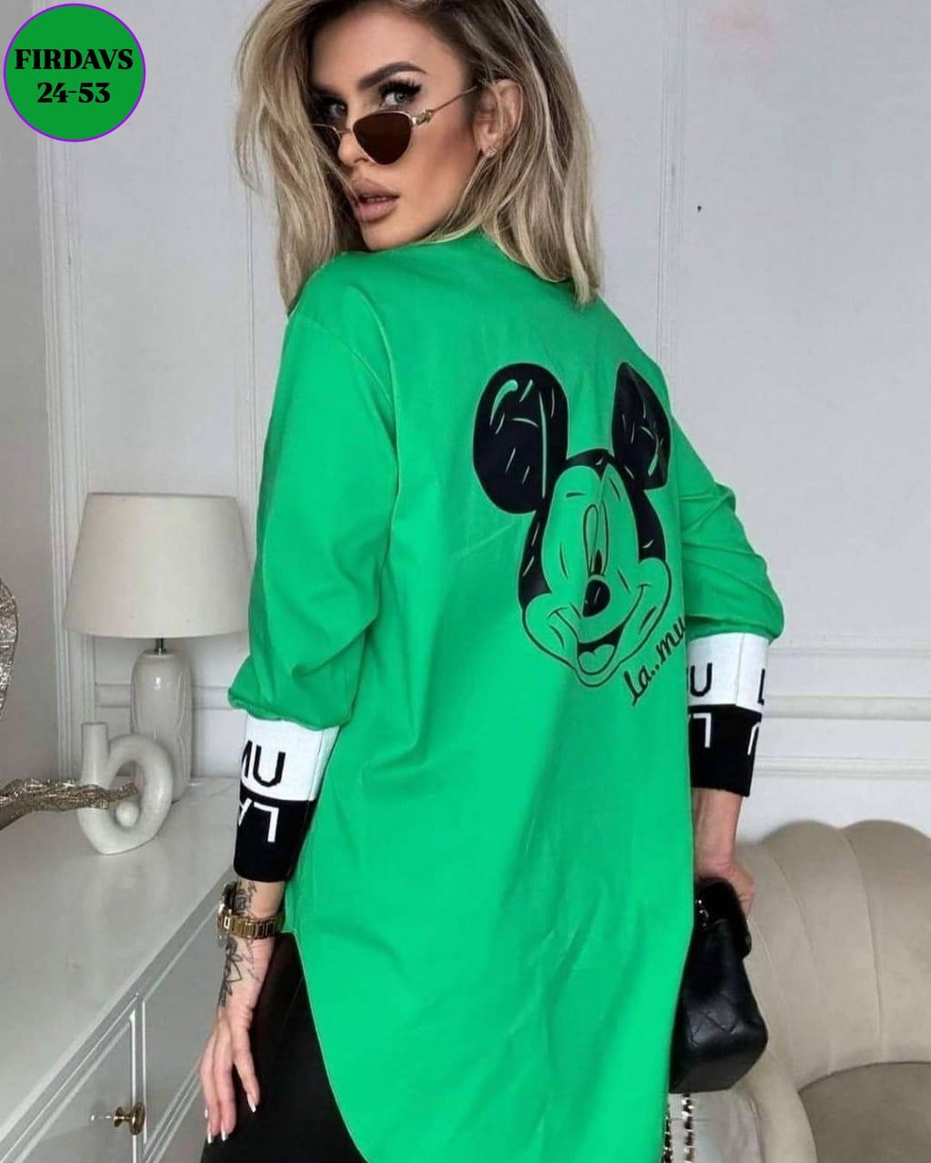 туника микки маус женская,блуза удлиненная,рубашка женская стильная,туника женская