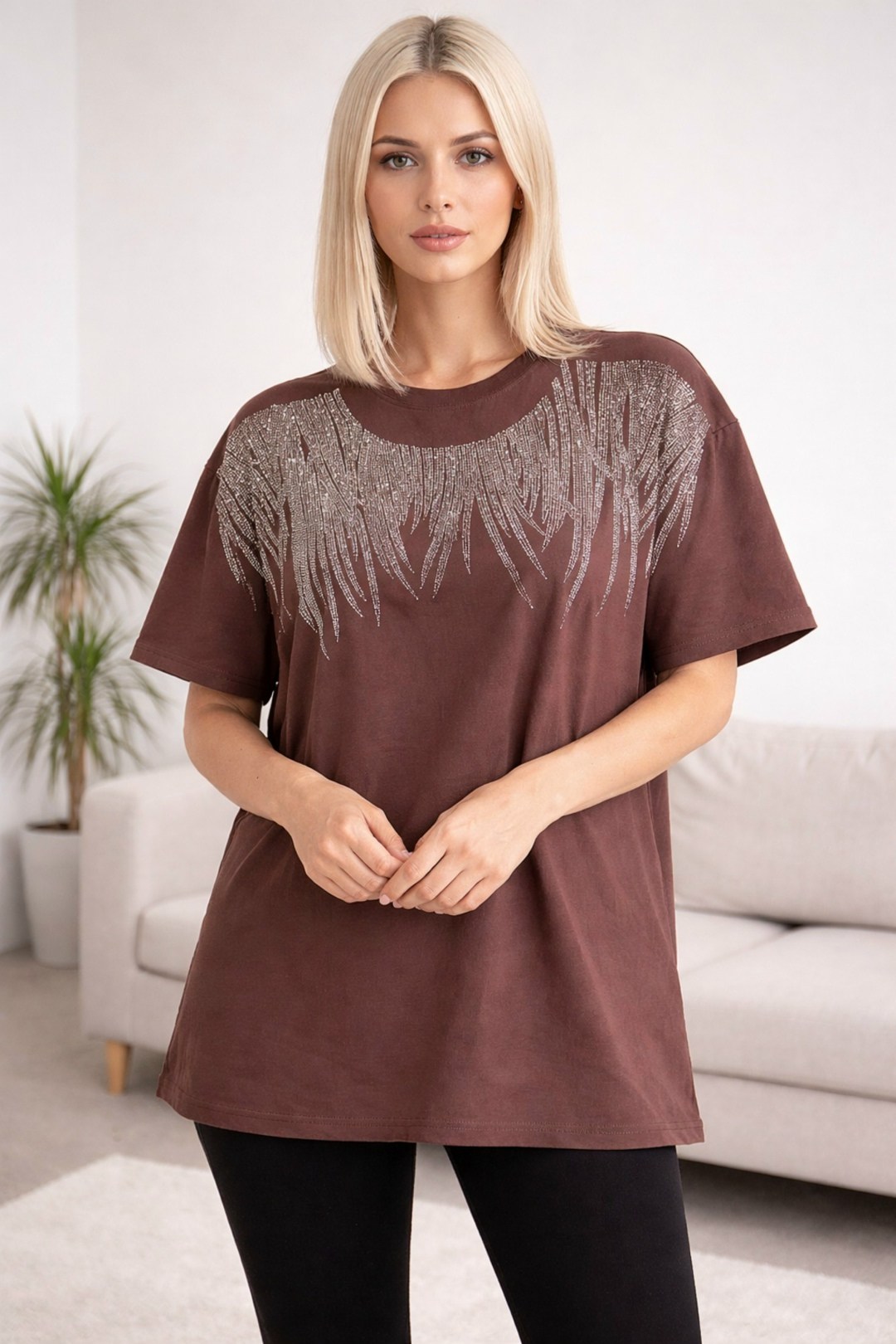 футболки женская,футболка оверсайз со стразам,футболка со стразами с топом оверсайз vv-fashion,базовая женская футболка,футболка со стразами