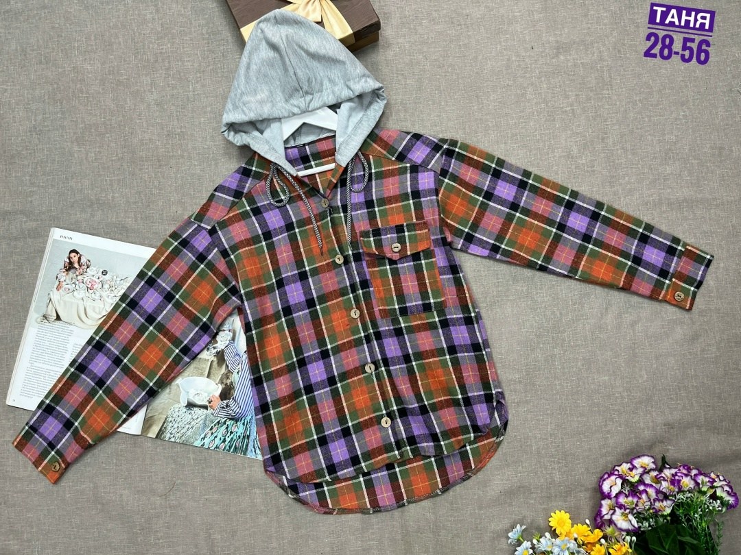 рубашка в клетку с капюшоном для девочек,рубашка в клетку с капюшоном,детская рубашка в клетку,рубашка теплая,рубашка с капюшоном