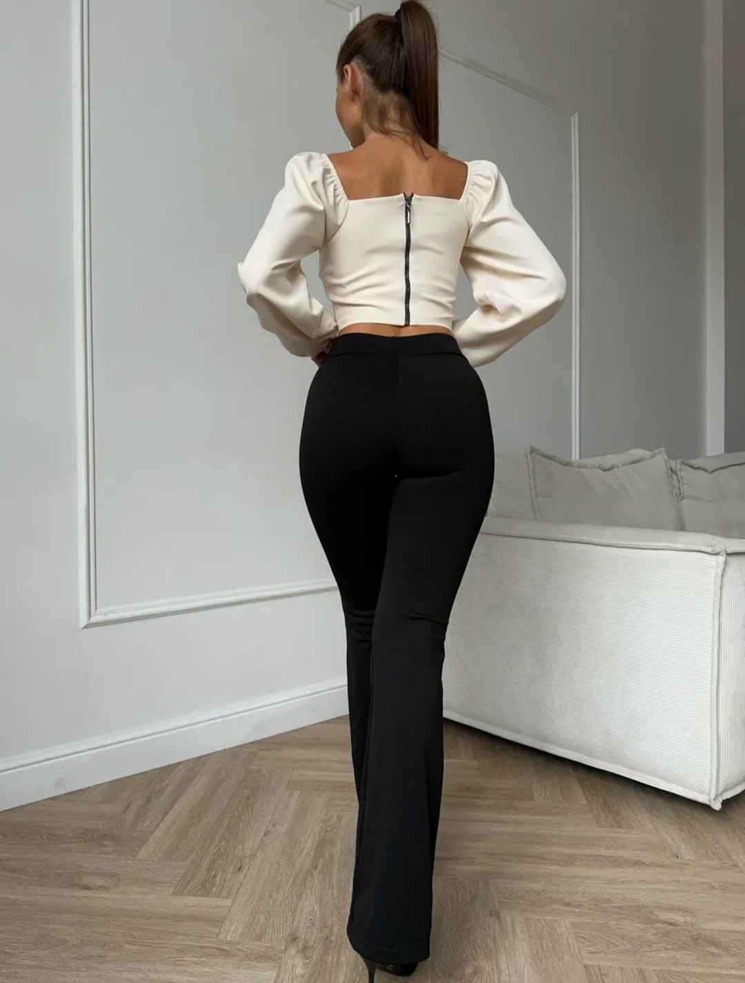 брюки клеш от колена в рубчик,брюки клеш,брюки клеш от колена в рубчик bonnyclub 205114591,брюки клеш женские,брюки леггинсы клеш в рубчик офисные bonnyclub