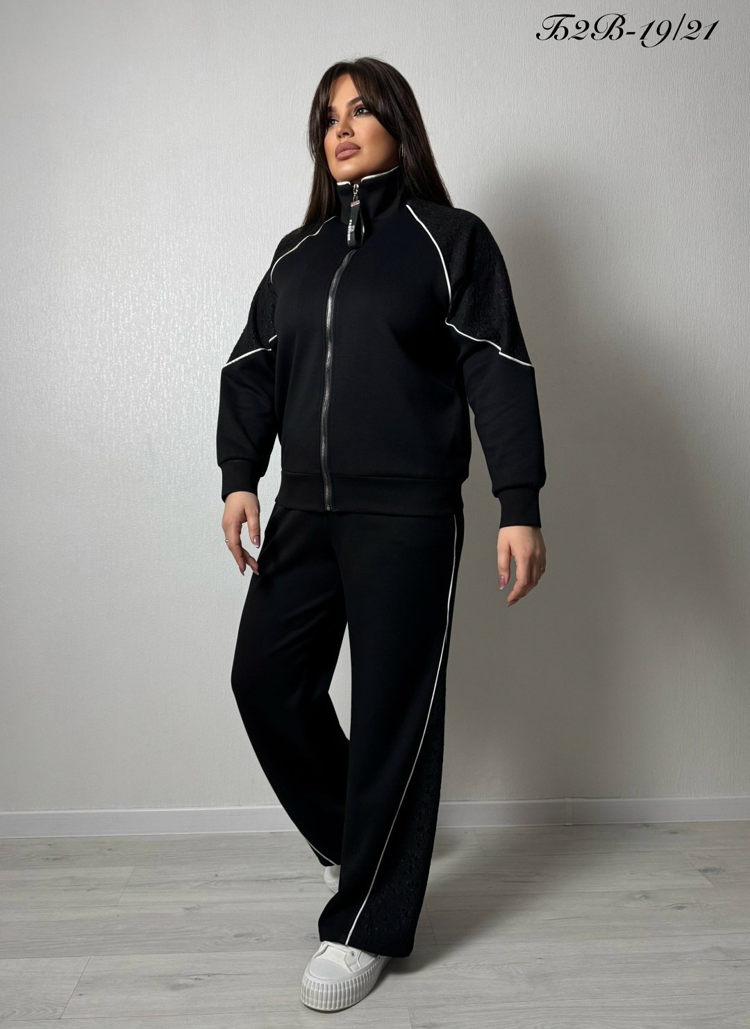 костюм женский,спортивный костюм,трикотажные костюмы,спортивный костюм больших размеров спорт шик lecalolady цвет черный,костюм спорт шик