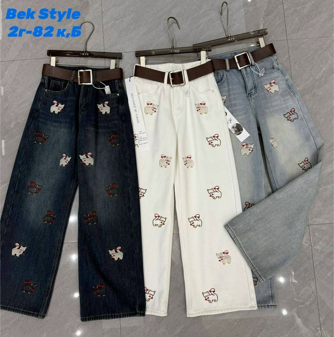 джинсы женские с вышивкой,длинные белые джинсы с вышивкой и прямыми штанинами,синие джинсы с высокой талией ulzzang с вышивкой,джинсы с вышивкой,mexzt y2k джинсы с мультяшной вышивкой