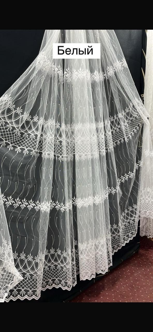 тюль сетка,тюль сетка белая,тюль готовая,тюль сетка с вышивкой,тюль белая