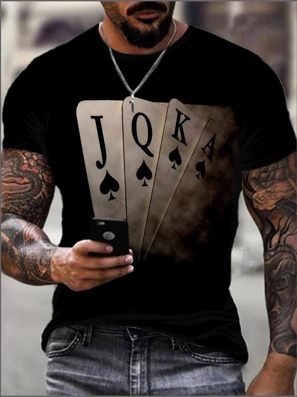 футболка мужская,футболки мужские с принтом,футболки для мужчин,мужская модная футболка,футболка "ace of spades" с 3d-принтом "покер"