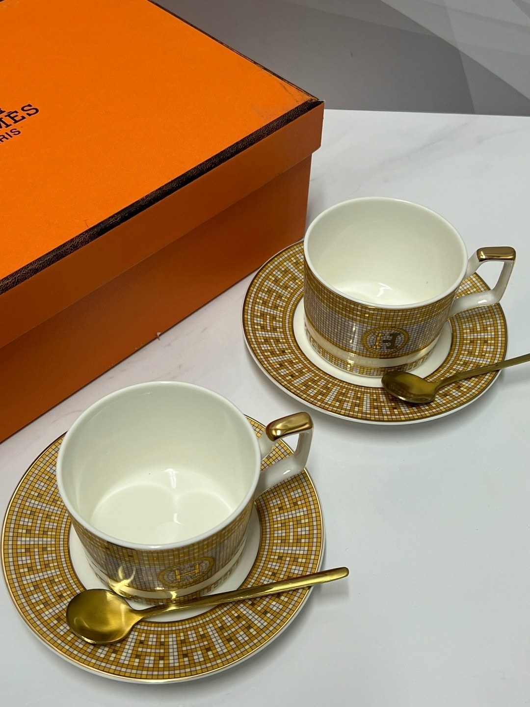 сервиз чайный hermes,набор кофейные,чайные наборы,сервиз чайный кофейный набор hermes на 2 персоны фарфор,hermes набор чайный