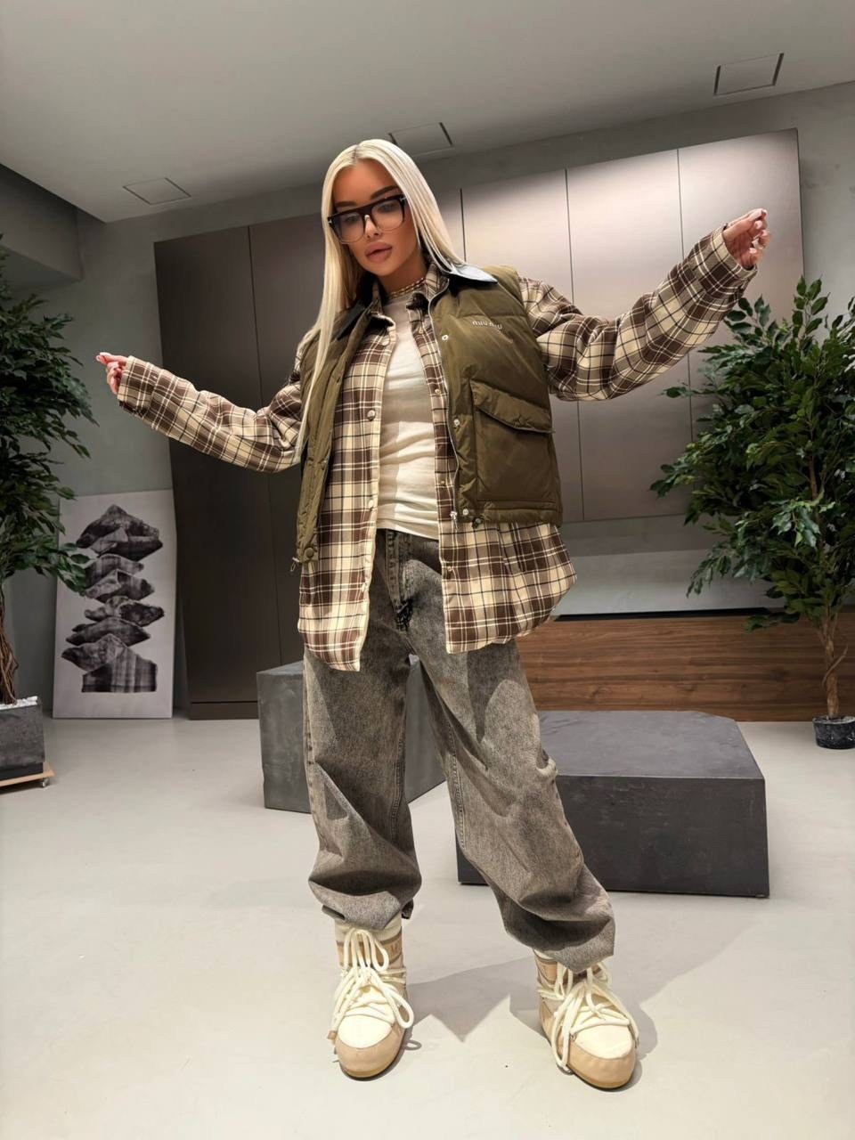 куртка в клетку женская,женская утеплённая куртка в клетку miu miu premium,куртка в клетку,модные образы