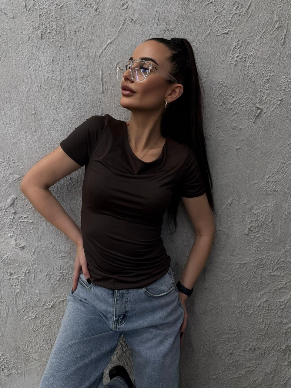 футболка skims базовая облегающая kamilek,женская базовая футболка,футболка skims базовая облегающая kamilek 396651826,футболки базовая,женская футболка