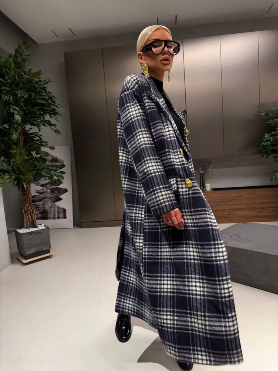 пальто клетка,модное пальто,пальто-рубашка длинное в клетку,модные образы