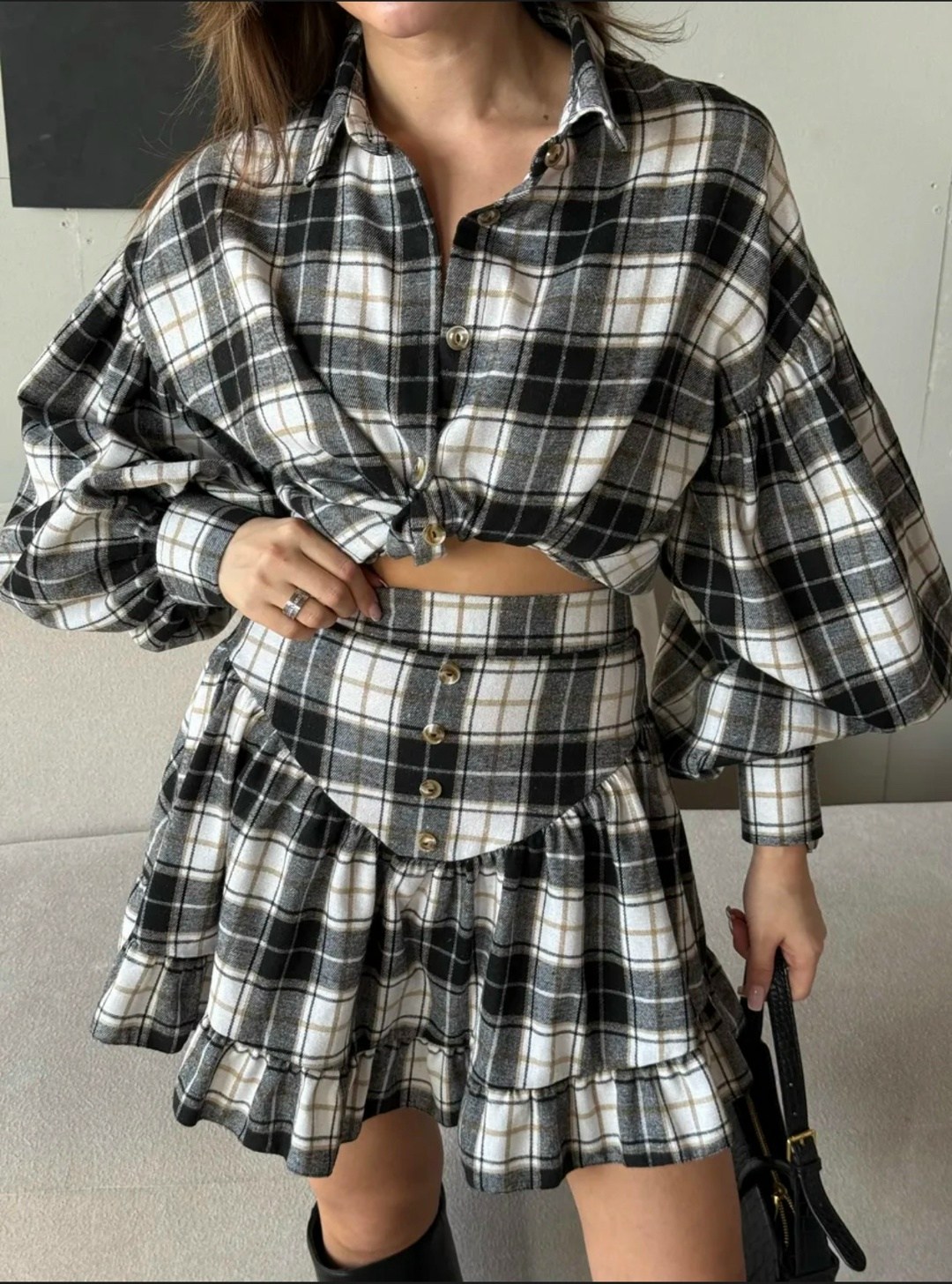 костюм рубашка с юбкой,костюм и юбка,трендовый костюм рубашка + юбка-шорты в клетку,женский костюм в клетку с юбкой,костюм в клетку рубашка с мини юбкой двойка ruslanova_style