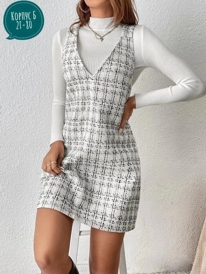 сарафан модный,сарафан в клетку,теплый сарафан,платье сарафан в клетку,сарафан зимний