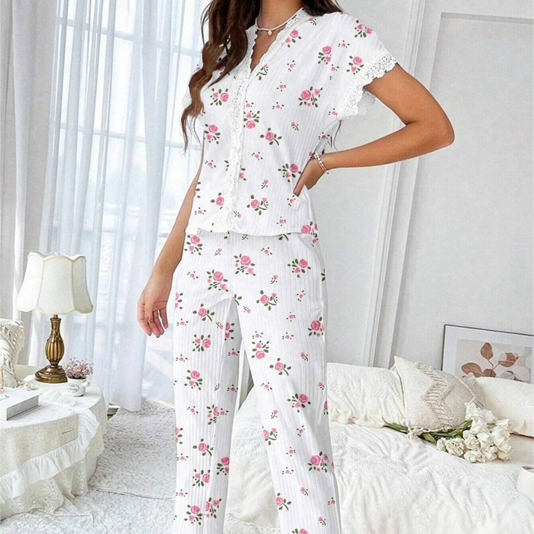 новый женский пижамный комплект с вишневым принтом,женская элегантная пижама с принтом вишни,женская домашняя одежда пижамный комплект с принтом вишни,женская пижама,пижама для женщин