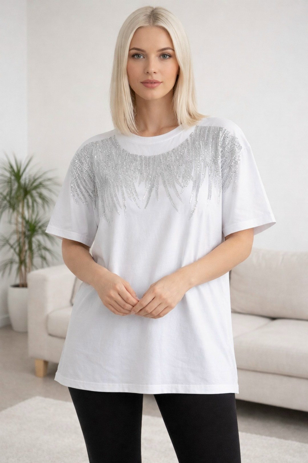футболки женская,футболка оверсайз со стразам,футболка со стразами с топом оверсайз vv-fashion,базовая женская футболка,футболка со стразами