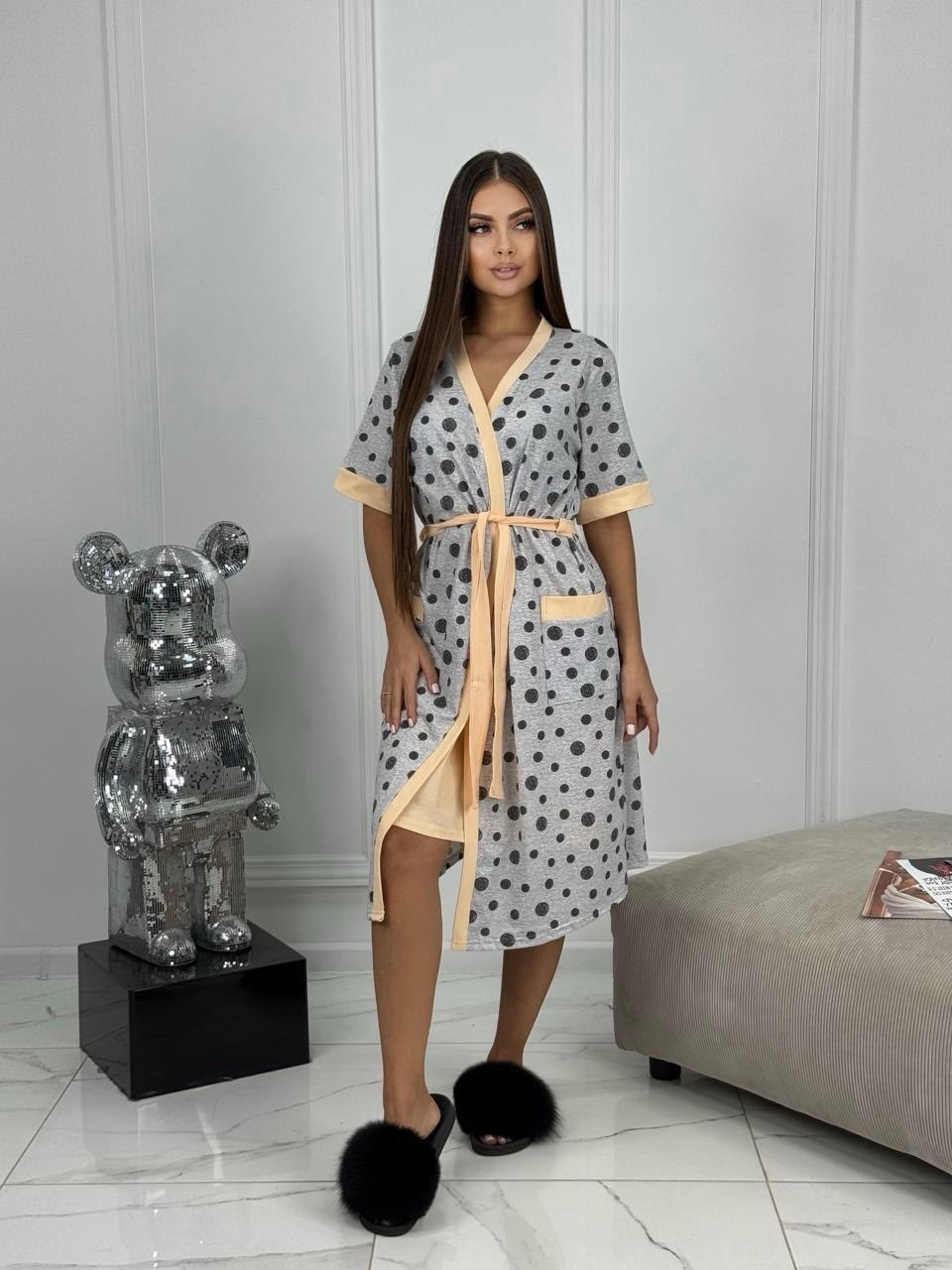 халат и сорочка в роддом для беременных и кормящих fashion margo цвет какао,халат и сорочка в роддом для беременных и кормящих fashion margo,комплект для кормящих мам fashion margo для беременных разм