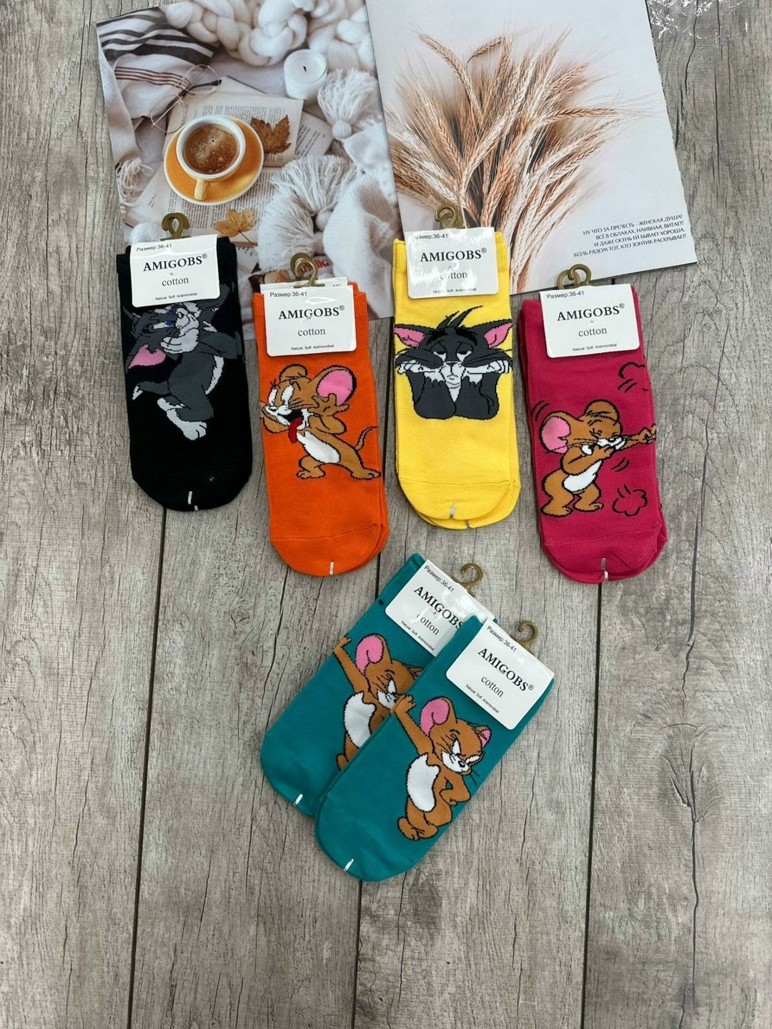 комплект носки женские,носки "том и джерри",женские носки,носки комплект,носки женские том и джерри