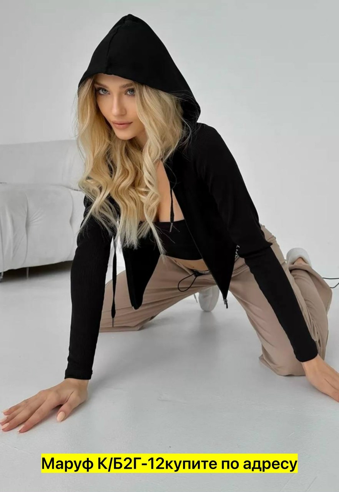 кофта женская,свитшот с капюшоном,топ серый с рукавами длинными кроп на молнии farza,толстовка женская,женская кофта серая