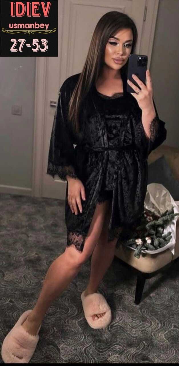 пеньюар женский комплект,комплект с пеньюаром,пижама женская 4ка велюр,пеньюар женский,пижама женская комплект