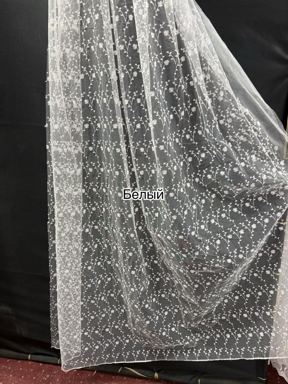 тюль сетка,тюль сетка с вышивкой,тюль сетка белая с вышивкой "путь",тюль вышивка,тюль