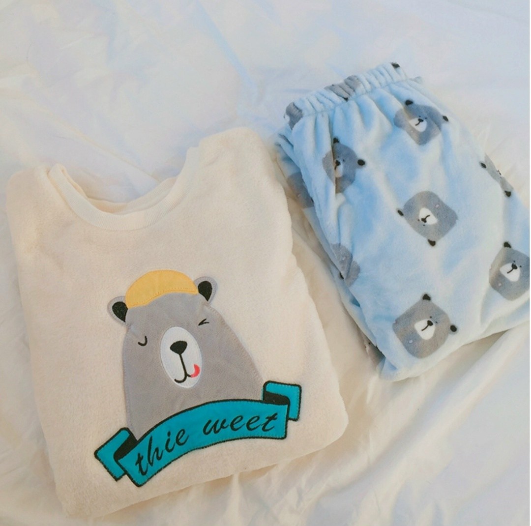 зимняя пижама женская,пижама с мишками женская,теплая пижама,плюшевая пижама женская,домашняя одежда пижама