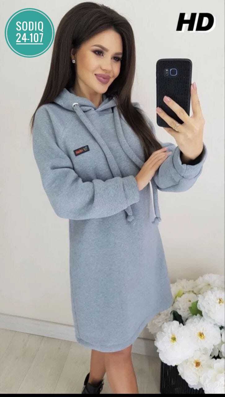 платье толстовка женское,платье на флисе,теплое платье с капюшоном,теплое платье худи,платье женское с капюшоном