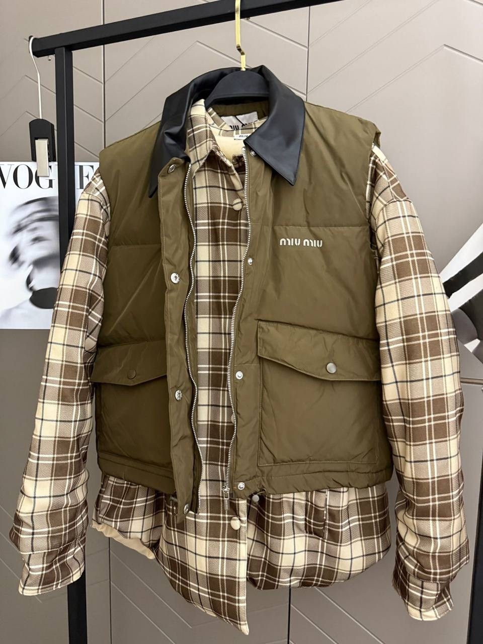 куртка в клетку женская,женская утеплённая куртка в клетку miu miu premium,куртка в клетку,модные образы