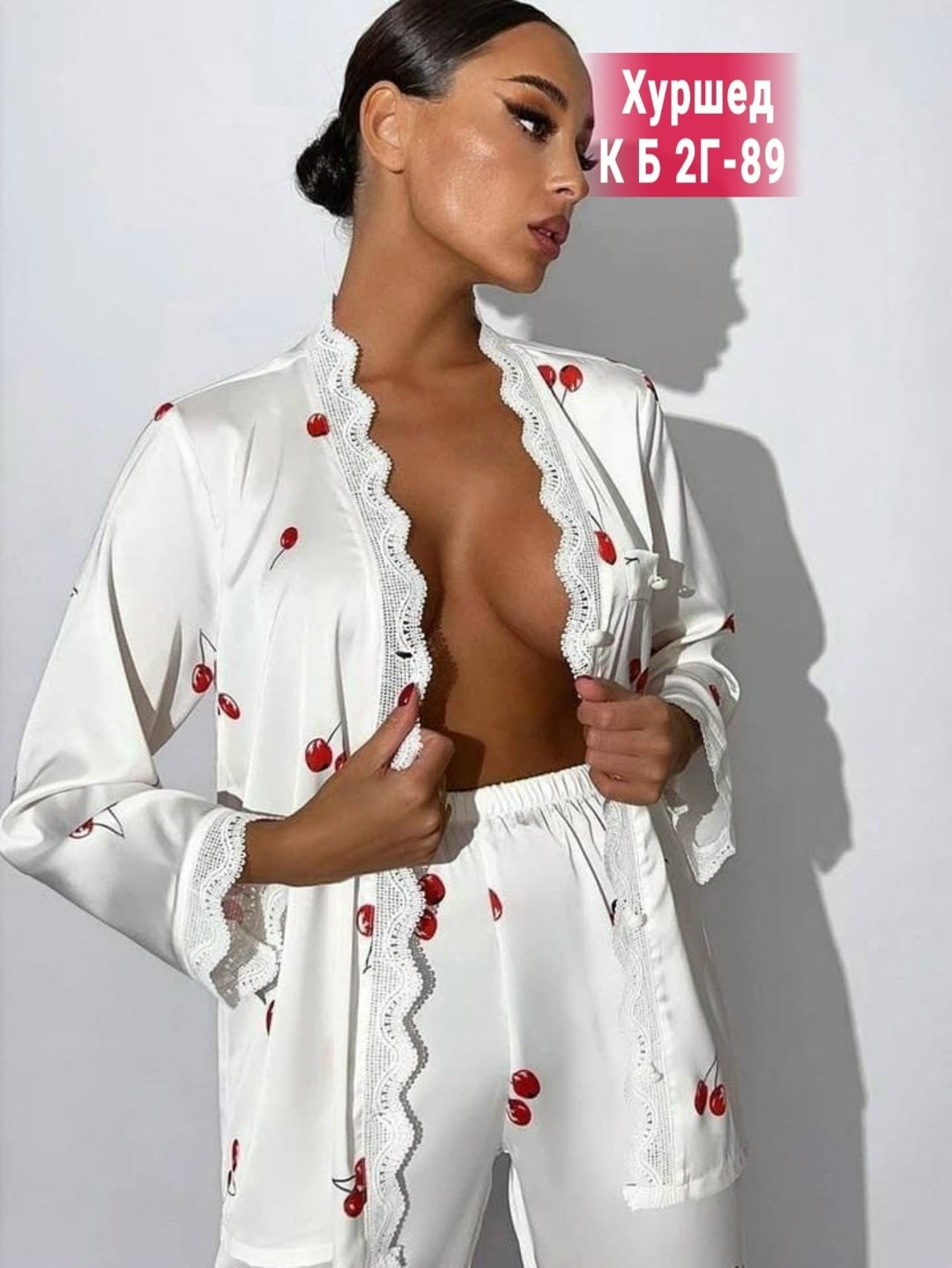 пижама домашняя со штанами belle_femme,пижама женская,пижама женская шелковая,пижама для женщин,пижама со штанами шелковая с кружевом lolita underwear